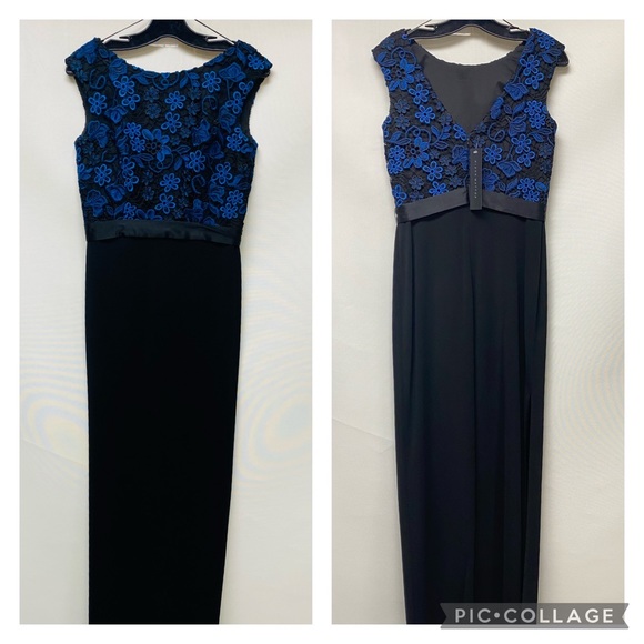 Aidan Mattox floral lace bodice sleeveless long gown - Picture 8 of 9